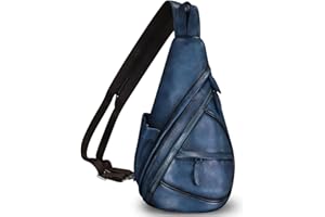 FEIGITOR Genuine Leather Sling Bag for Men and Women Leather Sling Backpack Purses Chest Bag Crossbody Shoulder Fanny Bag