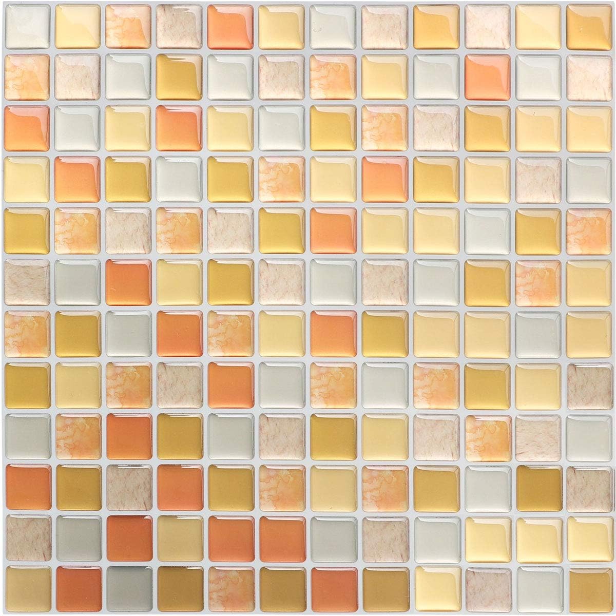 HyFanStr Peel and Stick Wall Tile Stickers for Bathroom, 3D Mosaic Kitchen Backsplash Tile Decals Self Adhesives, DIY Removable Tile Transfers, Pack of 4