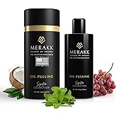 Merakk Coconut Oil Pulling Whitening Mouthwash for Teeth & Gums | Doctor Formulated | Natural Ayurvedic Oil, Clove & Grape Seed Oil - Oral Rinse - 6.8oz