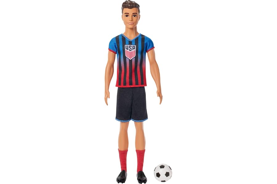 Barbie Careers USSF Soccer Fashion Ken Doll Dressed in Removable Sport-Themed Outfit & Shoes with Accessories