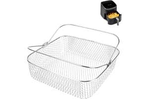 DEMEDO Square Air Fryer Basket for 5.8QT 6QT COSORI Air Fryer Accessories, 304 Stainless Steel Mesh Basket for 6QT Instant Vortex Air Fryer Accessories,Basket with Handle for Instant Vortex Plus,Phillips XXL