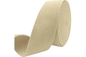 AEVORA 1.5 inch Cotton Webbing Braid Handles Bag Strap 15ft High Density Webbing Plain Weave Straps for Cloth Tote Bag, Pet Collars, DIY Projects, Crafts, Outdoor Accessories (Khaki 536)