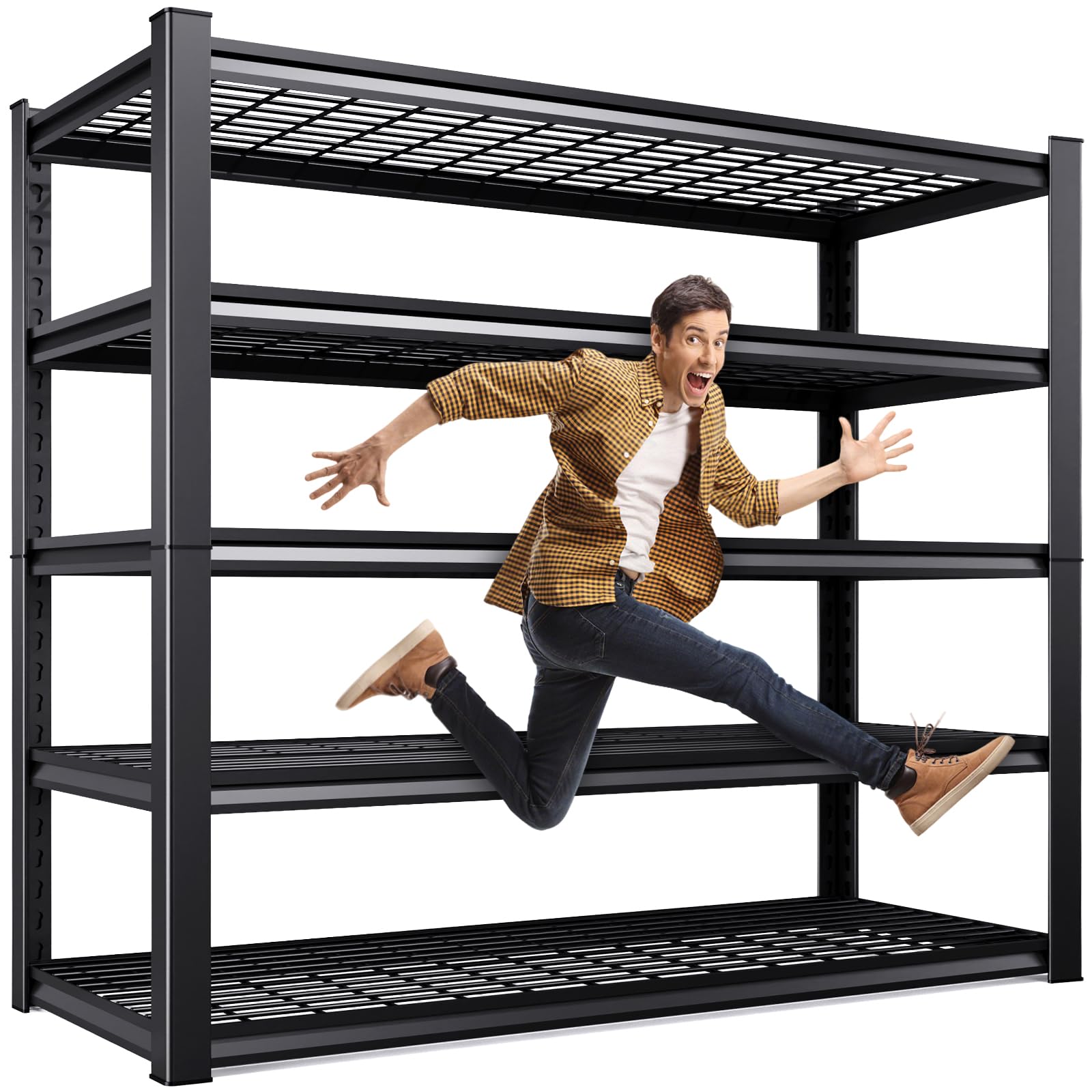 59 ''W Storage Shelves, 71‘’H Garage Shelving, Adjustable Garage Shelves, 3000lbs Heavy Duty Shelving ,5 Tier Garage Storage Shelves,Easy-To-Install Metal Shelf Storage Rack Shelving Unit For Kitchen