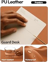 YSAGi Leather Desk Mat Large 120 x 60 cm Non Slip Waterproof PU Brown view 3