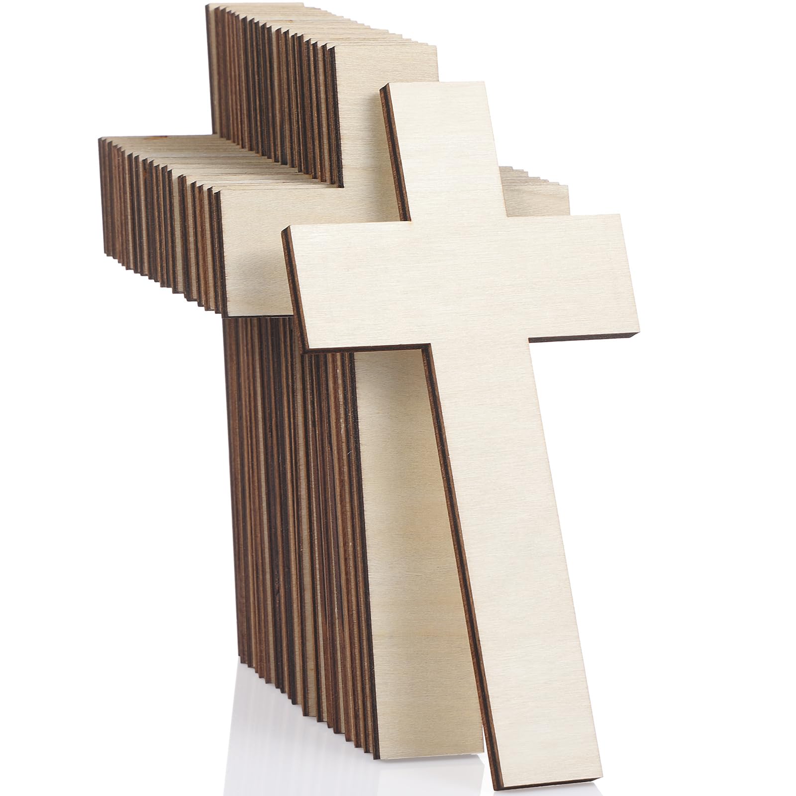 Photo 1 of Gerrii 24 Pcs Wooden Cross for Craft 6.26 x 3.27 Inch Religious Cutout Bulk Nativity Baptism Centerpiece Ornaments DIY Projects Church Sunday School First Communion Baptism Easter (6 x 3 Inches)