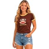Paul Frank Womens Cotton Blend Short Sleeve Graphic Baby Tee | Soft Stretch Knit, Fitted Crop, Breathable Comfort, Fade-resistant Print, Easy Care Wash