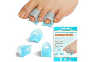 TASZOOS Hammer Toe Straightener Corrector for Women & Men - 6pcs(Blue) - Hammer Toe Straightener, Gel Toe Splints - Realign Bent, Curled, Crooked, Claw, Hammer Toes - 3 Different Sizes (S/M/L)