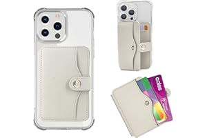 M-Plateau Leather Phone Wallet, Stick-On Card Holder with Snap Closure for Most Smartphones (Beige)