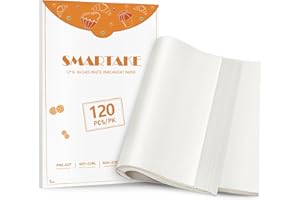 SMARTAKE 120Pcs Parchment Paper Sheets, 12x16 Inch Pre-Cut Parchment Paper for Baking, Non-Stick Baking Paper, Natural Wood Pulp, for Air Fryer Steaming Grilling Rack Oven (White)