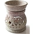 Hand Carved 3' Oil Diffuser Made of Soapstone with Tea Light Holder by Shalinindia - Aromatherapy
