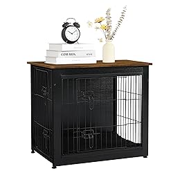 DWANTON Dog Crate Furniture with Cushion, Wooden