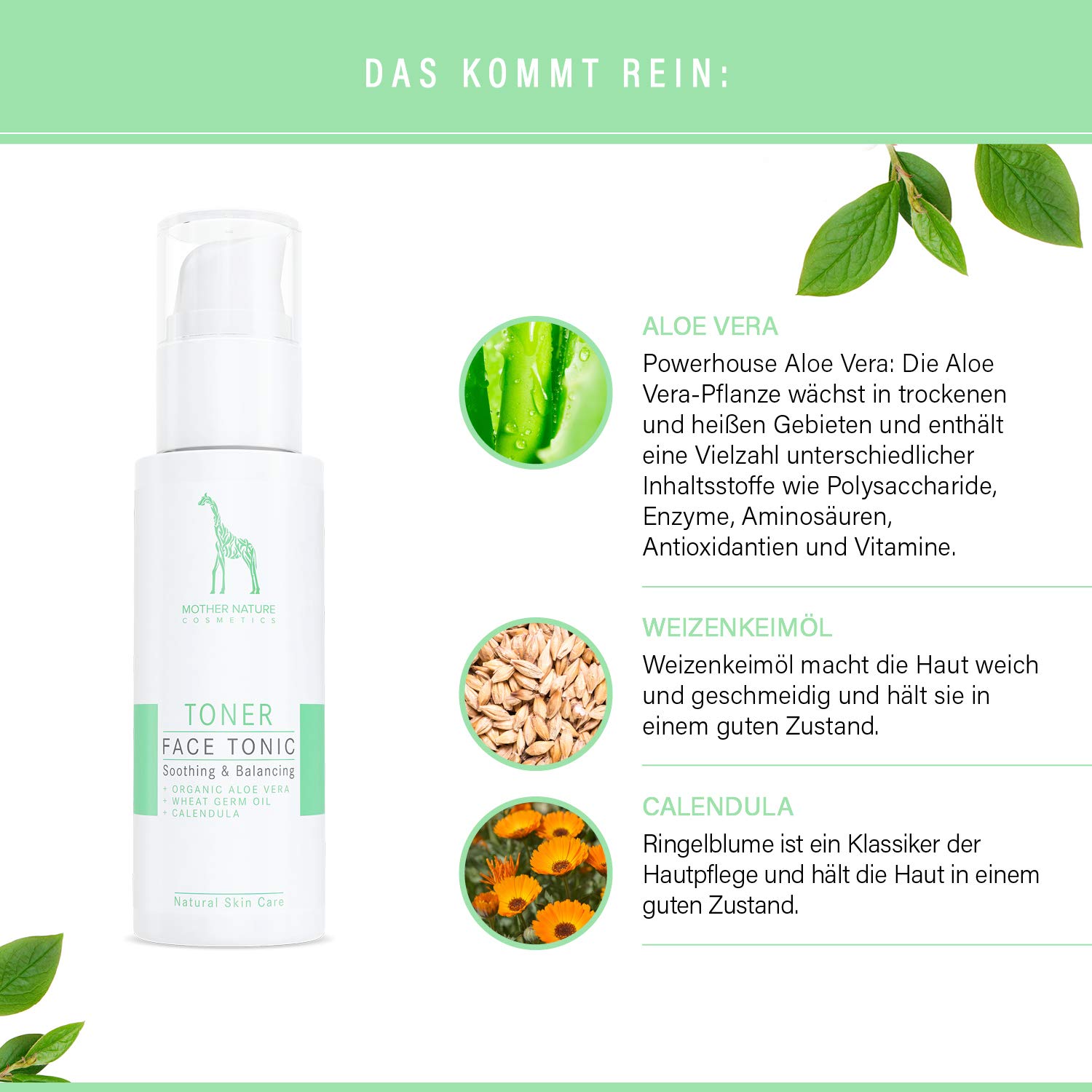 Gesichtsreinigungs-Set mit Bio-Aloe Vera und Hyaluronsäure - NATURKOSMETIK VEGAN – 2 x 125 ml by Mother Nature Cosmetics – Waschgel und Gesichtswasser für normale Haut, Mischhaut und unreine Haut