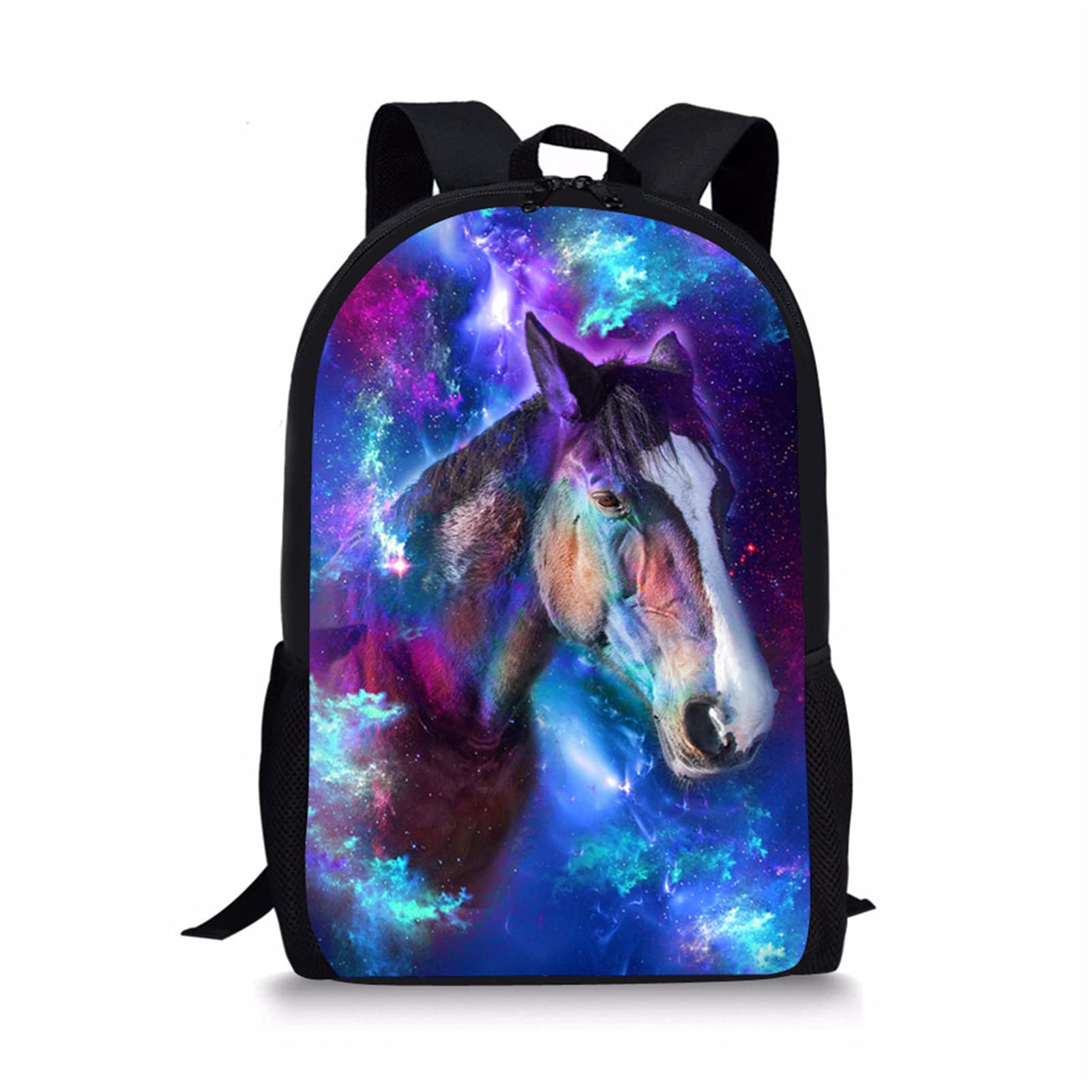 Showudesigns Boys Rucksack School Bag Kids Bookbag Galaxy Star Cool Girls Animal Horse Backpack with Side Water Bottle Pocket