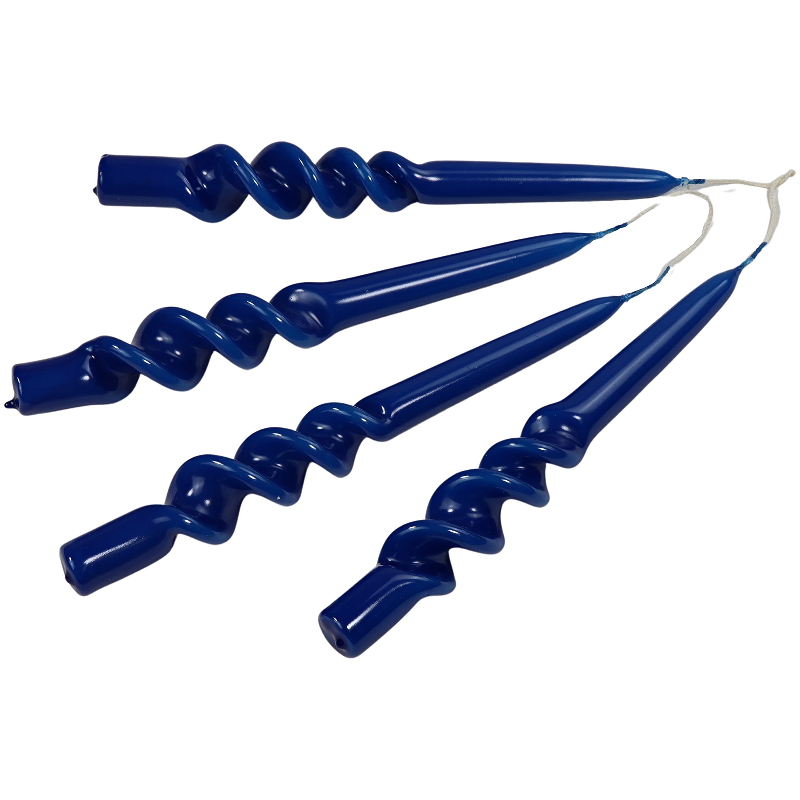 G Decor Set of 4 9-inch Spiral Twisted Hand Dipped Candlesticks Taper Church Dinner Candles (Royal Blue)