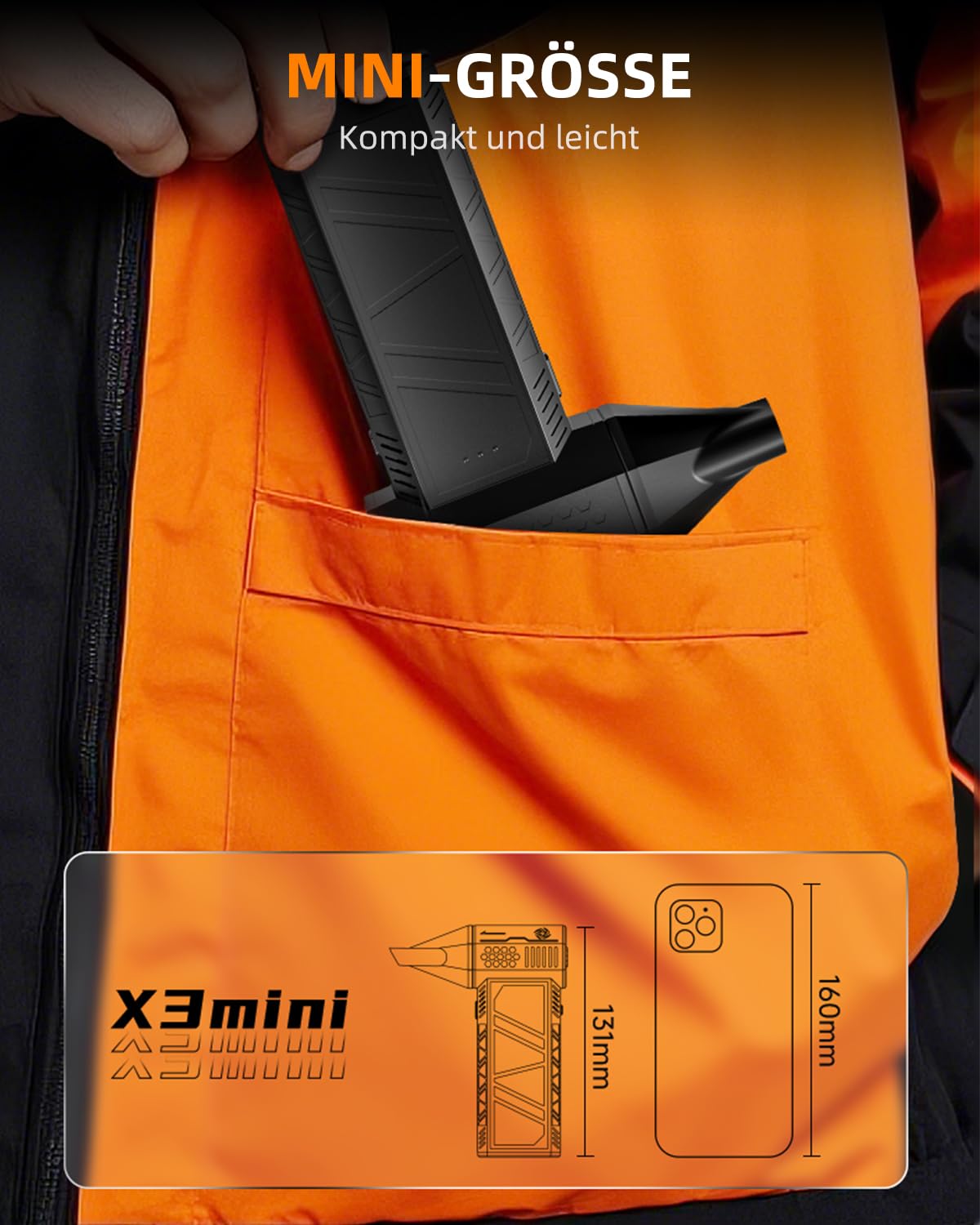Elektrische Staubgebläse,110000RPM Electric Air Duster Cordless, 3-Gang einstellbare Mini-Gebläse mit Akku, 5.000 mAh wiederaufladbarer Akku, Mini-Format, mit 4 Düsen und Überhitzungsschutz. 5
