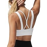 Yvette V-Neck Yoga Bra with Fixed Cups Cross-Back Design Sports Bras Workout Crop Top for Women