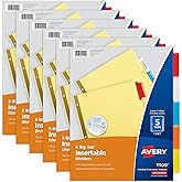 Avery&reg; Paper Dividers, Insertable Big Tab&trade;, 5-Tab, Multicolor, 6 Sets | For Organizing Reports and Projects, Printable Insertable Reinforced Plastic Tabs, Gold-Reinforced Holes, For 3-Ring Binders