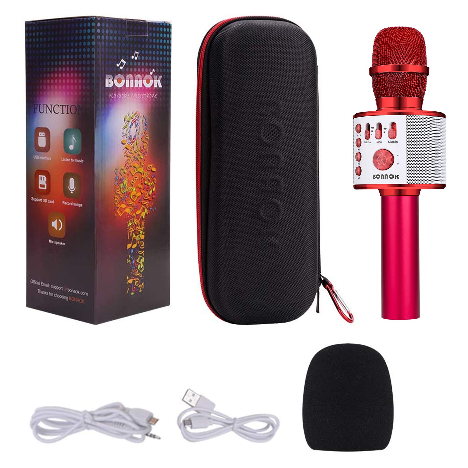 BONAOK Bluetooth Karaoke Wireless Microphone,3-in-1 Portable Handheld Karaoke Mic Speaker Machine Christmas Birthday Home Party for Android/iPhone/PC or All Smartphone