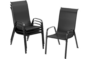 TLSUNNY Patio Chairs Set of 4, Stackable Textilene Outdoor Dining Furniture for All Weather, with 17.7″ Wide Seat & Metal Fra