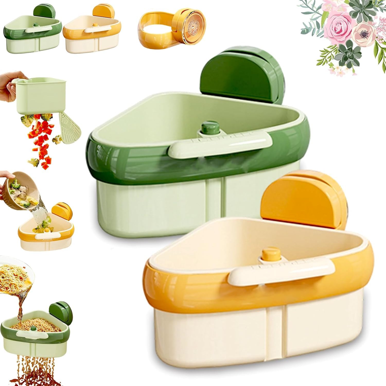 Photo 1 of Nukssi 2pcs Suction Cup Sink Corner Rack Strainer 2025 Pro Kitchen Gadget Triangular Suction Cup Corner Sink Strainer Basket for Kitchen Bathroom Dishware