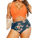 Women Plus Size High Waisted Bikini - Two Piece Swimsuit Tummy Control Bathing Suit Wrap Tie Back 2025 Swimwear