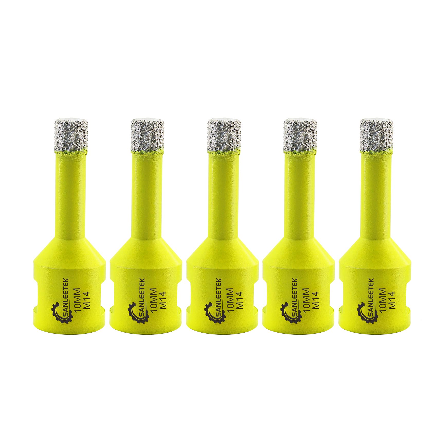 Diamond Tile Drill Bits 5pcs 10mm SANLEETEK Vacuum Brazed Diamond Hole Saw for Ceramic Porcelain Marble Granite M14 Thread