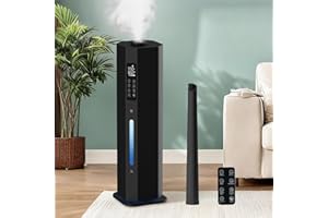 Humidifiers for Bedroom - GloryAir 2.38Gal/9L Top Fill Warm & Cool Mist Humidifier for Large Room 750ft² with Auto Mode 7-Col