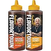 Guy Fieri’s Flavortown BBQ Sauce Variety Pack - Honey BBQ Sauce, Smokey BBQ Sauce, Barbecue Sauce Set, For Chicken Wings & Ribs - Smokin’ Hickory & Money Honey Barbecue - 12 Oz Each (Pack of 2)