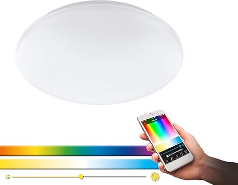 EGLO Lmpara LED de techo de connect Giron C Smart Home lmpara de techo de acero plstico color blanco dimetro de 30 cm regulable tonos blancos y colores ajustables