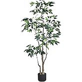 HAIHONG 5Ft Artificial Ficus Tree with Realistic Leaves, Livelike Faux Silk Indoor Outdoor Plant for Home Office Decor Living Room, Porch, Garden Decor