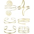 BOMAIL 6 Pieces Arm Cuff Jewelry for Women Gold Arm Cuff Upper Arm Band Adjustable Coil Swirl Armlet Armband Set Minimalist Arm Bracelet Upper Arm Cuff Jewelry