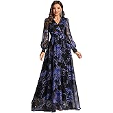TOLEEN Summer Casual Dresses for Women 2026 Spring Fashion Boho V Neck Long Sleeve Ruffle Floral Print Elegant Maxi Dress
