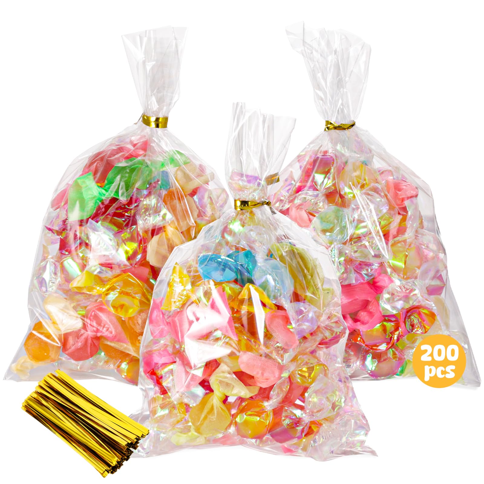 Photo 1 of VGOODALL 200 Pack Goodie Bags, Cellophane Treat Bags with Ties 4x6 Inch for Cotton Candy Cookie Popcorn Party Favors Supplies