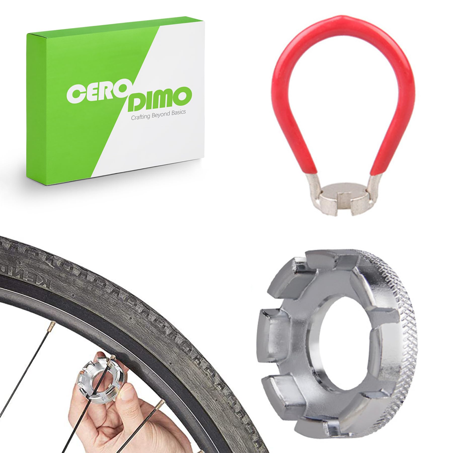 Photo 1 of CeroDimo 2Pcs Bicycle Spoke Wrench Tool, Hardened Steel 6-in-1 Spoke Rim Tool, Bike Spoke Adjustment Wrench, Bike Spoke Tools, Spoke Tension Meter for Bicycle Wheel Repair
