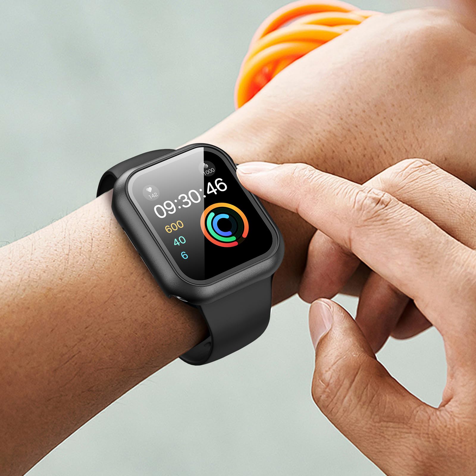 Case for Apple Watch Screen Protector SE 3(2025)/SE 2/SE/Series 4 5 6 44mm Built-in HD Tempered Glass | Slim Guard Bumper | Full Coverage Protective | Hard PC Face Cover Compatible iWatch