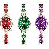 Dacdyi Women 3 Pcs Wholesale Watches Elegant Bangle Bracelet Oval Dial Analog Quartz Wristwatches
