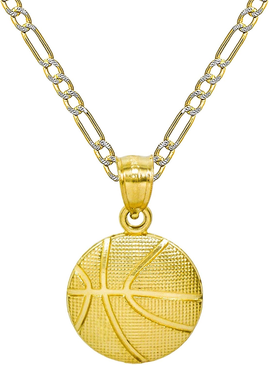 Pyramid Jewelry 14K Yellow Gold Basketball Pendant Necklace