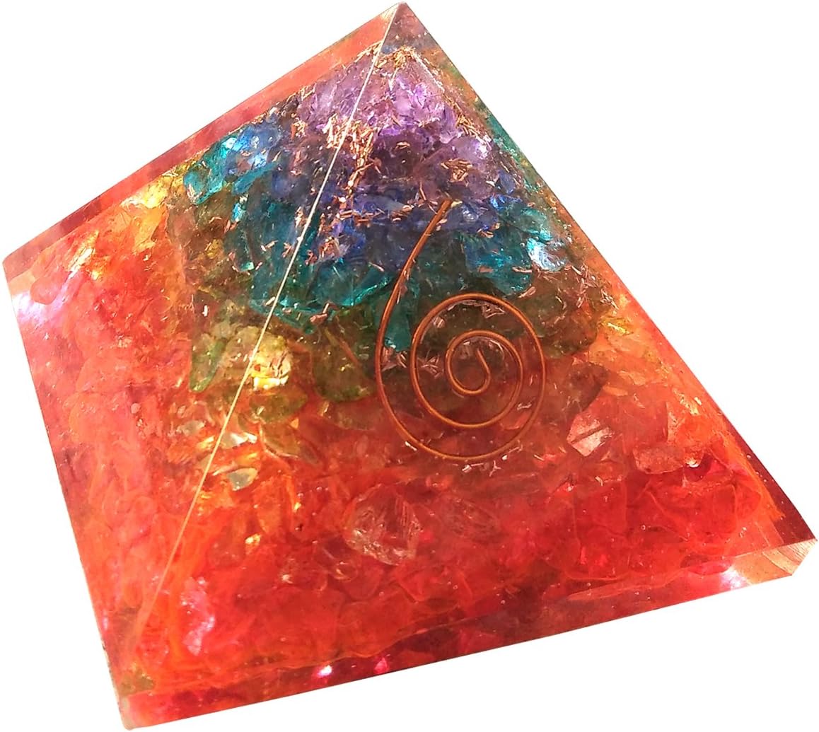 MultiStone Pyramid Healing Crystals Reiki Organite Pyramid Reiki Spritual Gift With Red Gift Pouch