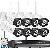 Hiseeu Wireless Security Camera System, 5MP WiFi Camera for Home Security, WiFi-Pro 8 Cam-Kit,16CH, 2-Way Audio, Color Night 