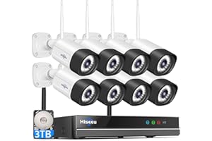 Hiseeu Wireless Security Camera System, 5MP WiFi Camera for Home Security, WiFi-Pro 8 Cam-Kit,16CH, 2-Way Audio, Color Night 