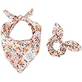 E-Clover Dog Bandanas & Matching Scrunchie Set Girl Cute Flower Dog Scarf Bibs Pet Bandana with Bow Tie for Small Dogs Puppy Owner Spring