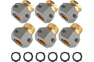 AUYSIER Garden Hose Repair Kits, 3 Sets Aluminum Alloy Water Hose Connector, Fit 3/4" and 5/8" Garden Hose, Male and Female Hose End Repair Fittings Replacement, Hose Mender Kit
