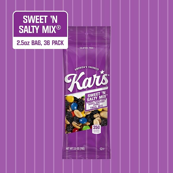 KAR’S NUTS SWEET ‘N SALTY TRAIL MIX, 2.5 OZ POUCH (PACK OF 36), GLUTEN-FREE TRAIL MIX SNACK