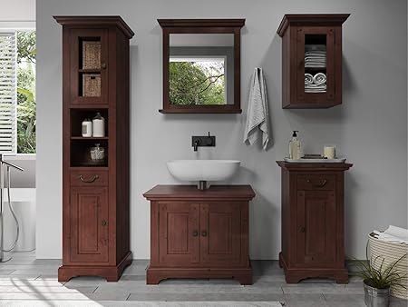 Woodkings® Badmöbel Set Kenia Holz Dunkelbraun matt Badset mit