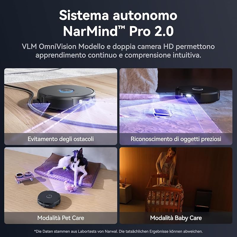 Flow 2 Robot Aspirapolvere Lavapavimenti con FlowWash Track Mop,Nero — foto 7 di 8