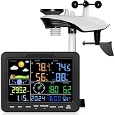 Sainlogic 12-in-1 Wireless Weather Station, No WiFi, Indoor Outdoor, Black | Rain Gauge, Temperature, Humidity, Barometric Pressure, Moon Phase, Alarm Clock, Indoor Outdoor Monitoring, Bedroom Home Use