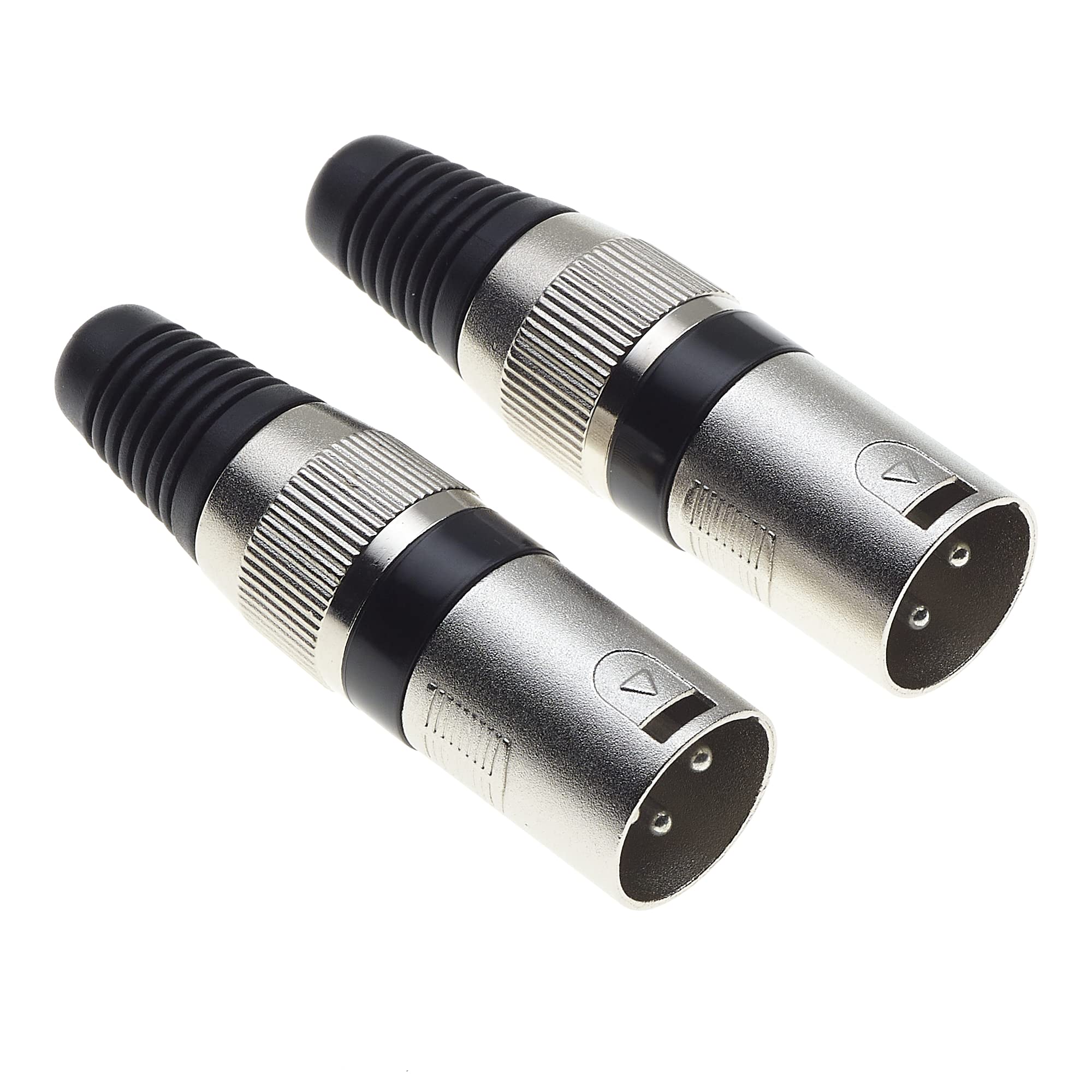 Keple 3 Pole XLR Plug, Black - Male Audio Mic Microphone DMX Plug Jack Plug, Nicked-Plated Adapter, Cable Mount - Pack Of 2