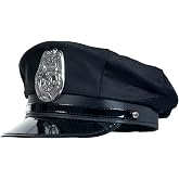 Vonokee Men Police Costume Hat, Adjustable Cop Cosplay Hat, Adult Police Accessory