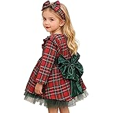 COSLAND Baby Girl Christmas Outfit Plaid Christmas Dress Tulle Tutu Dress with Plaid Headband, Size 80-4T (6M-5 Years)