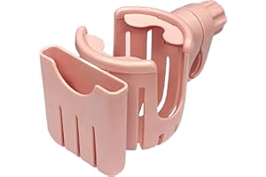 UIVXXUD 2-in-1 Versatile Bike and Stroller Cup Cellphone Holder - Universal Bicycle Water Bottle Cage for Cyclists, Baby Bottle Rack for Moms. (Pink (Upgrade))